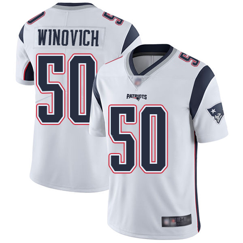 New England Patriots Football #50 Vapor Limited White Men Chase Winovich Road NFL Jersey